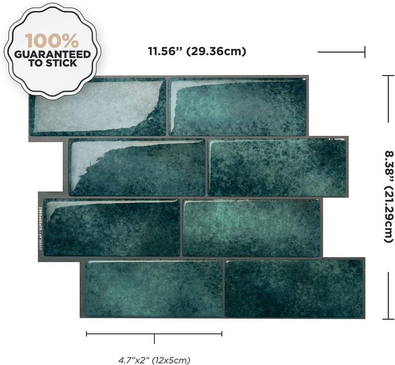 Smart Tiles بلاط خلفية لاصق وقابل للتقشير - 5 أوراق بحجم 11.56" × 8.38" - بلاط خلفية لاصق ثلاثي الأبعاد للمطبخ، الحمام، بلاط الجدران - Image 3